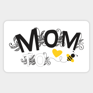 Mom to be | Pregnancy Announcement With Black Floral Typography and Yellow Heart And Bee Magnet